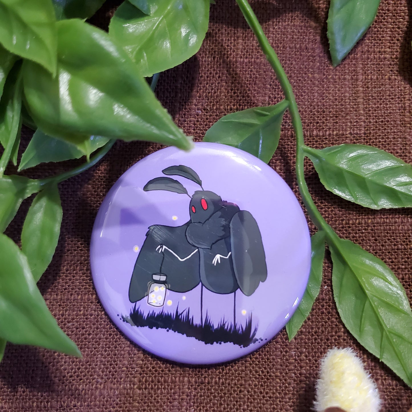 Mothman With Firefly Lantern Pinback Button