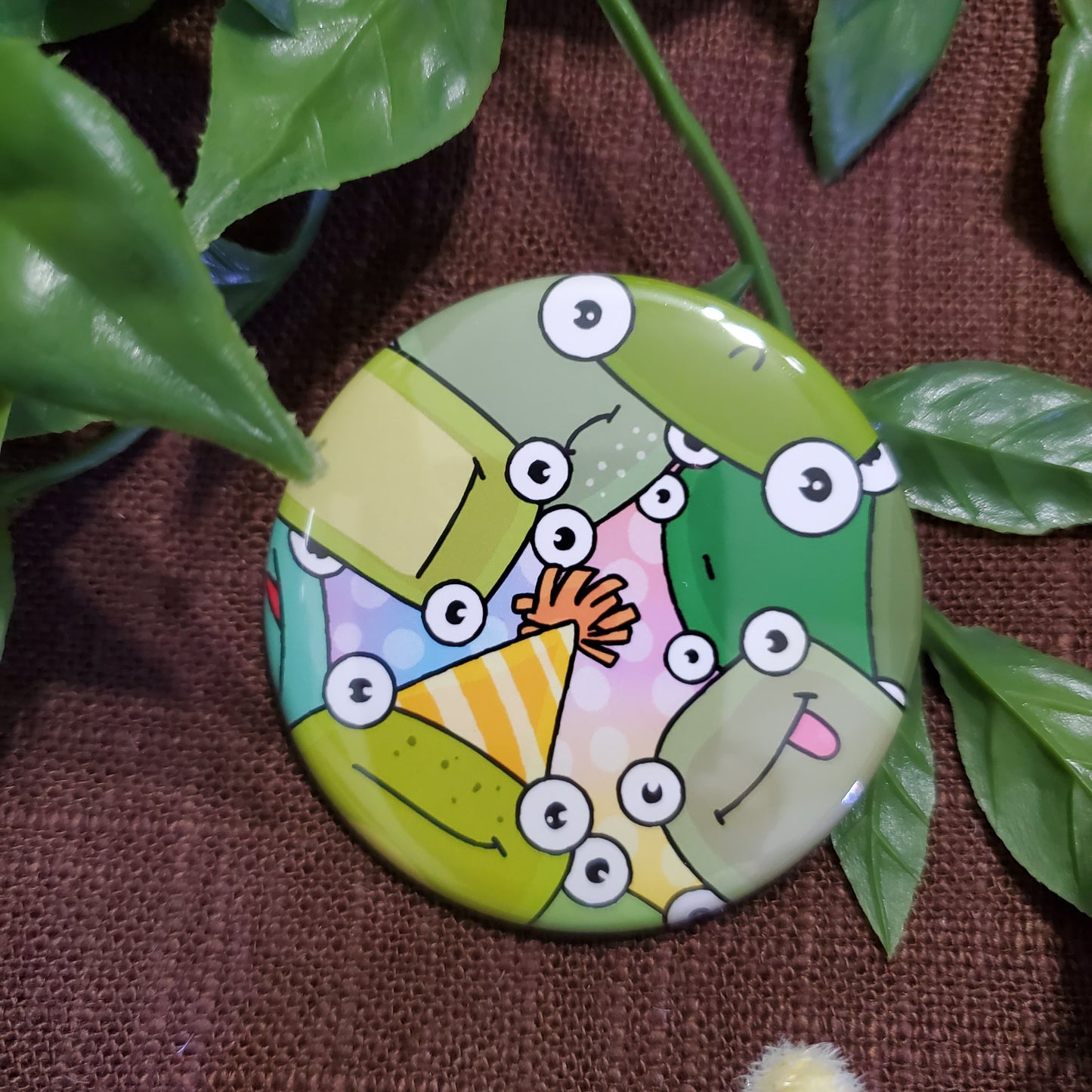 Frog Party Pinback Button or Magnet