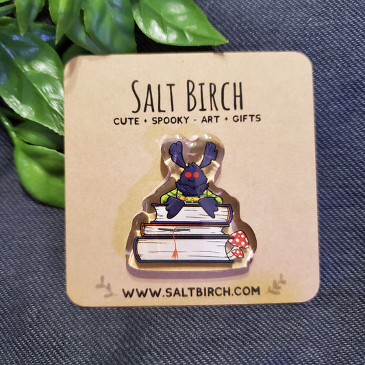 Mothman in the Library Acrylic Pin