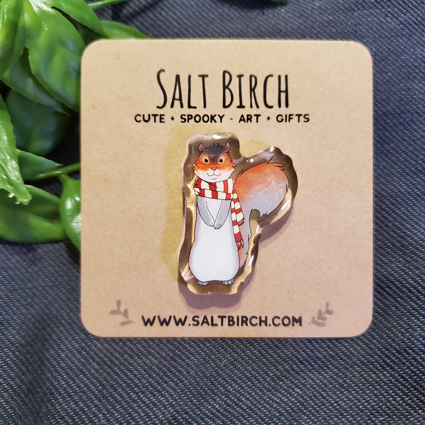 Squirrel With Scarf Acrylic Pin