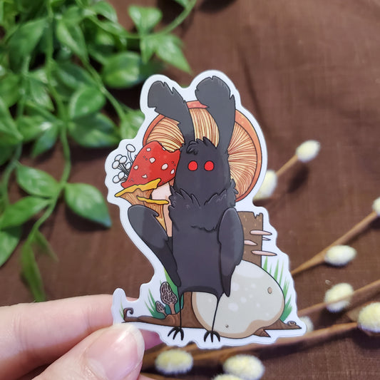 Mothman King of Mushrooms Sticker