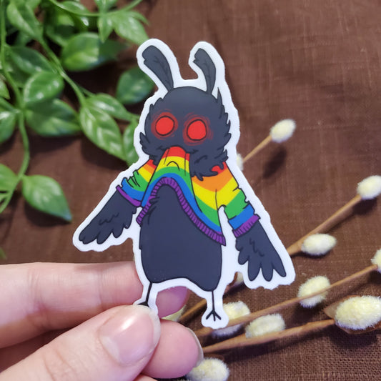 Mothman Eating His Own Sweater Sticker (Rainbow)