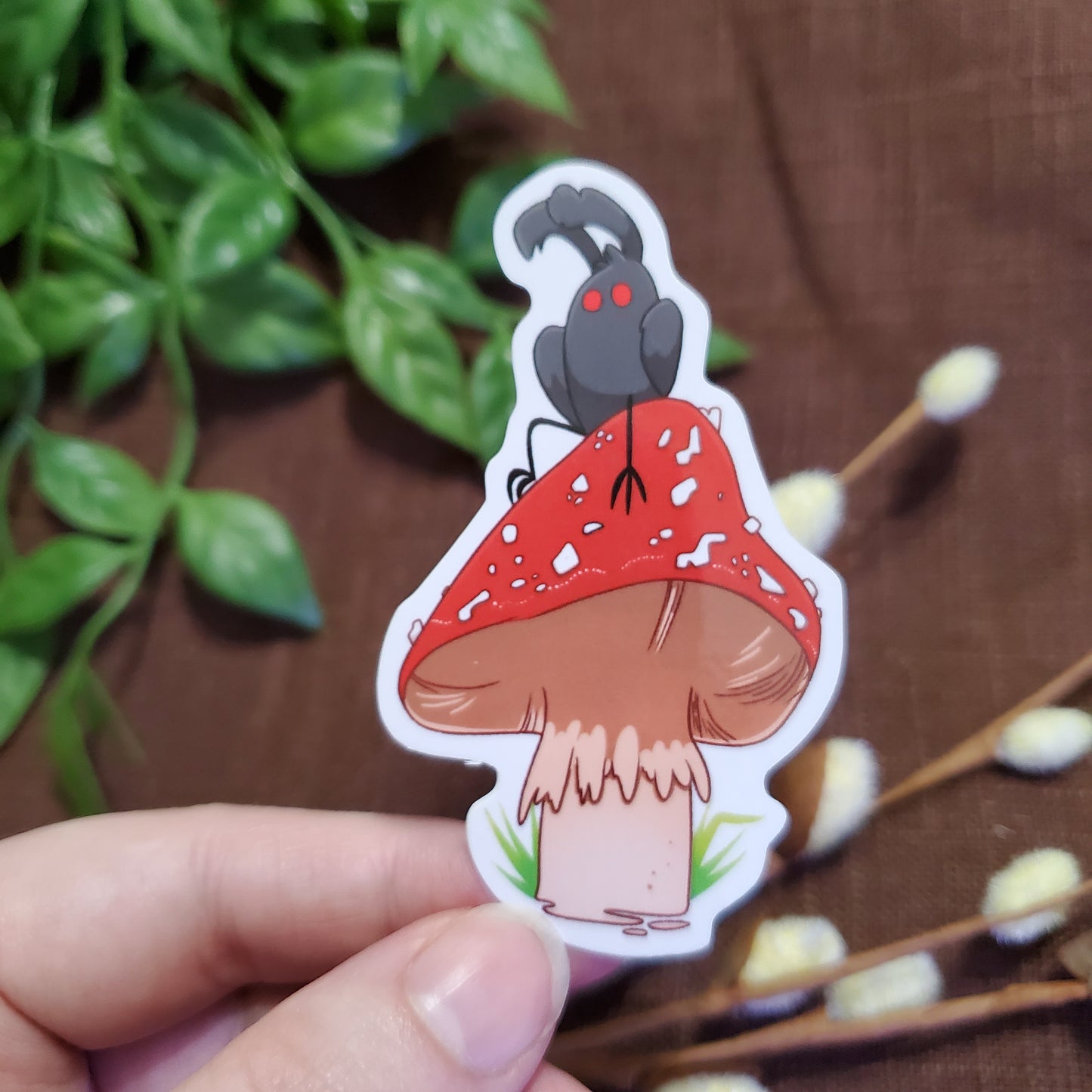 Mothman on a Mushroom Sticker