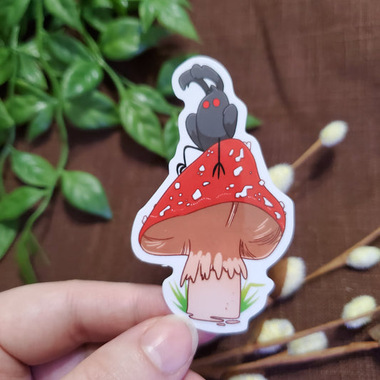 Mothman on a Mushroom Sticker
