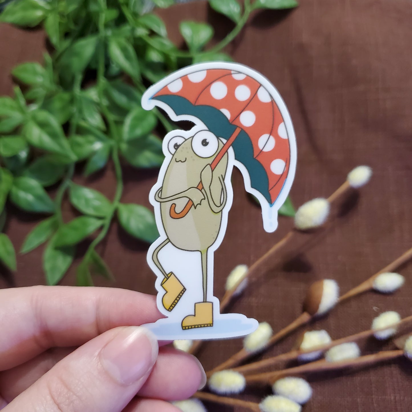 Frog With Umbrella Sticker