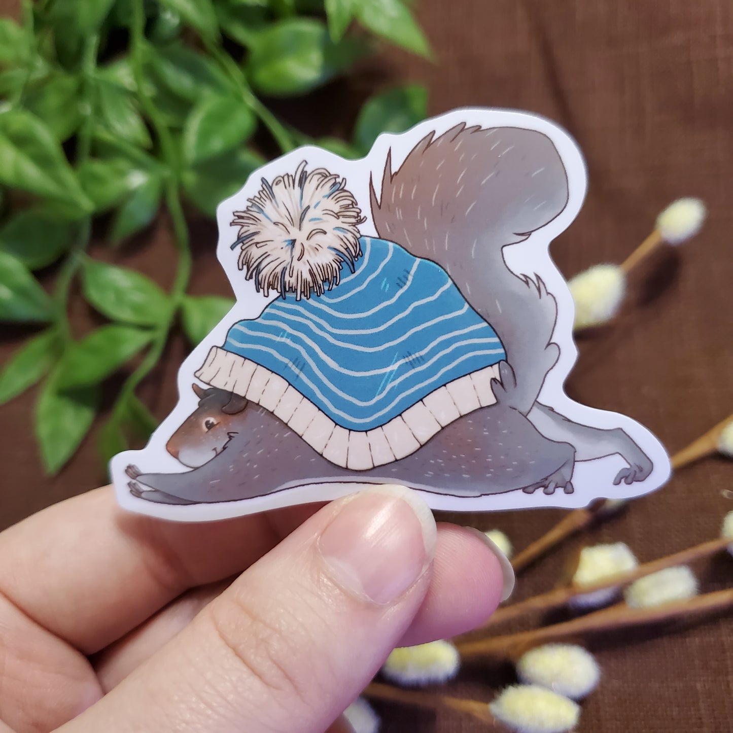 Squirrel w Winter Hat Sticker