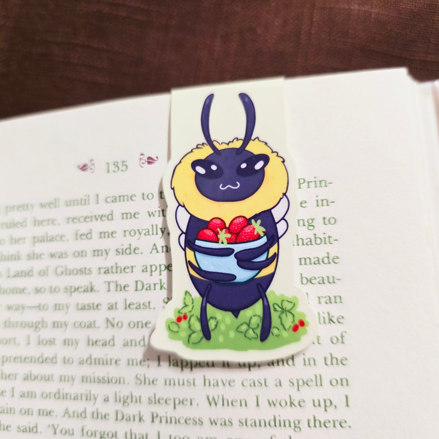 Bee With Strawberries Magnetic Bookmark