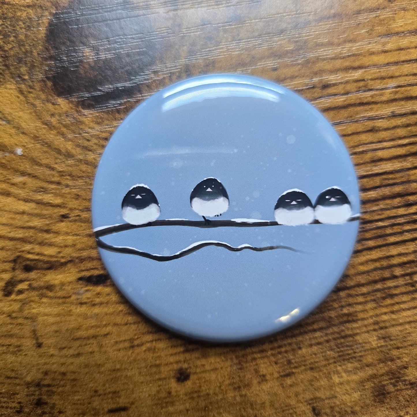 Junco Birds on Branch Button & Magnet