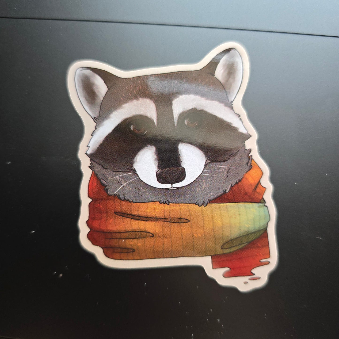 Cozy Raccoon Face Sticker