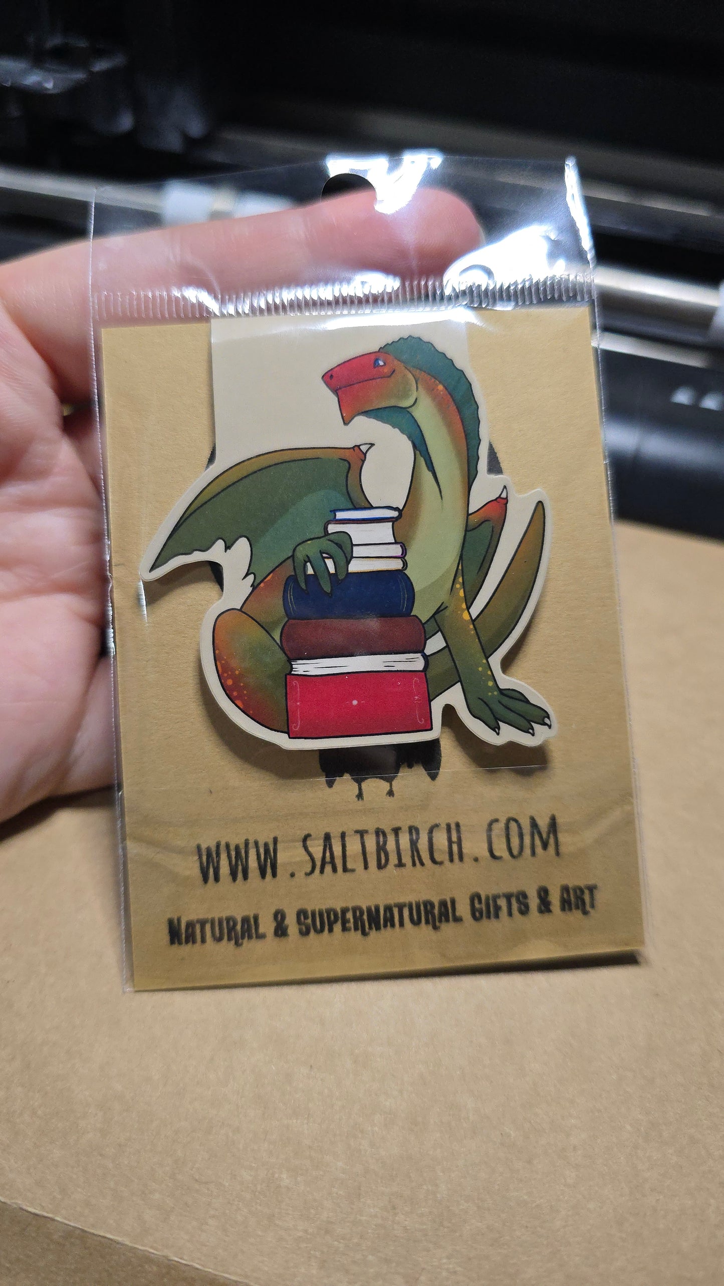 Dragon With Stack of Books Magnetic Bookmark