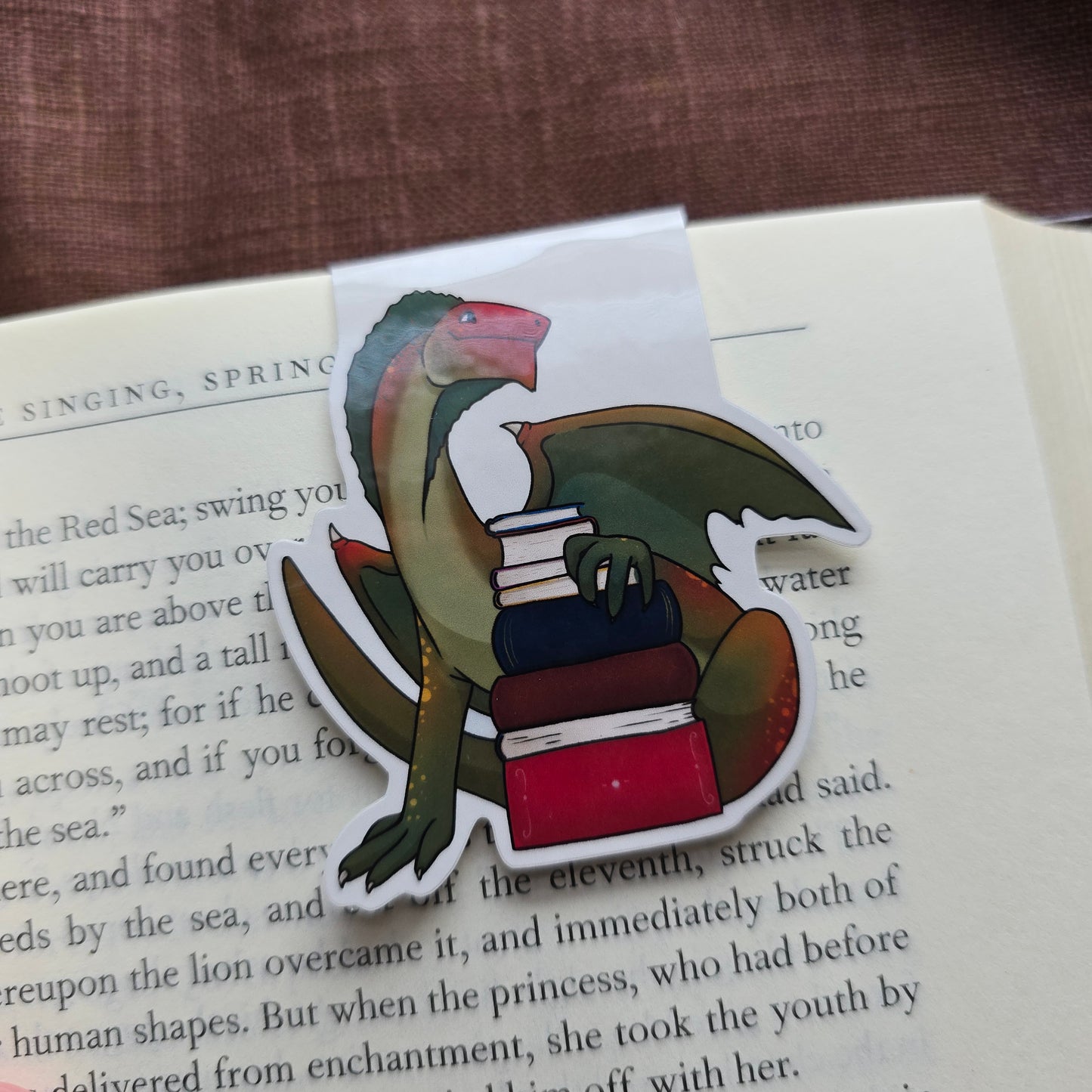 Dragon With Stack of Books Magnetic Bookmark