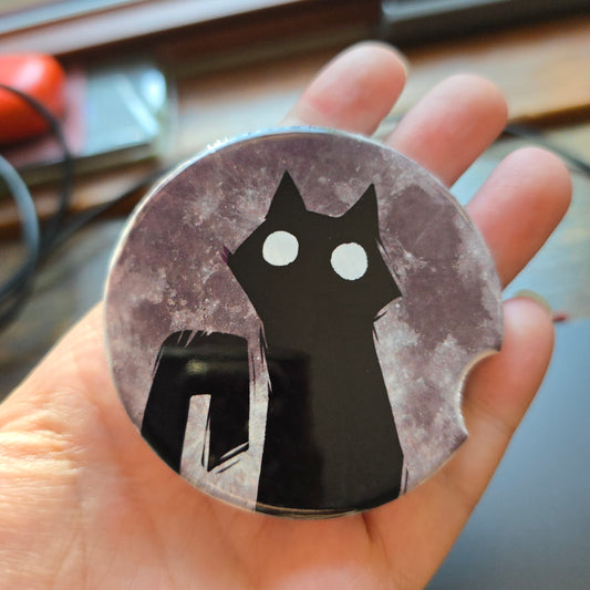 Black Cat Moon Ceramic Car Coaster