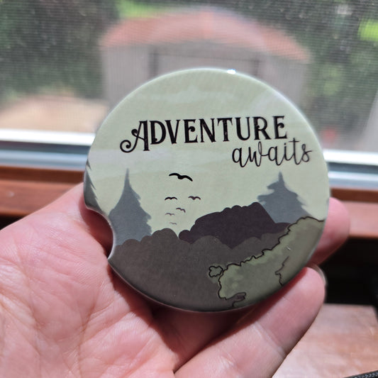 Adventure Awaits Ceramic Car Coaster