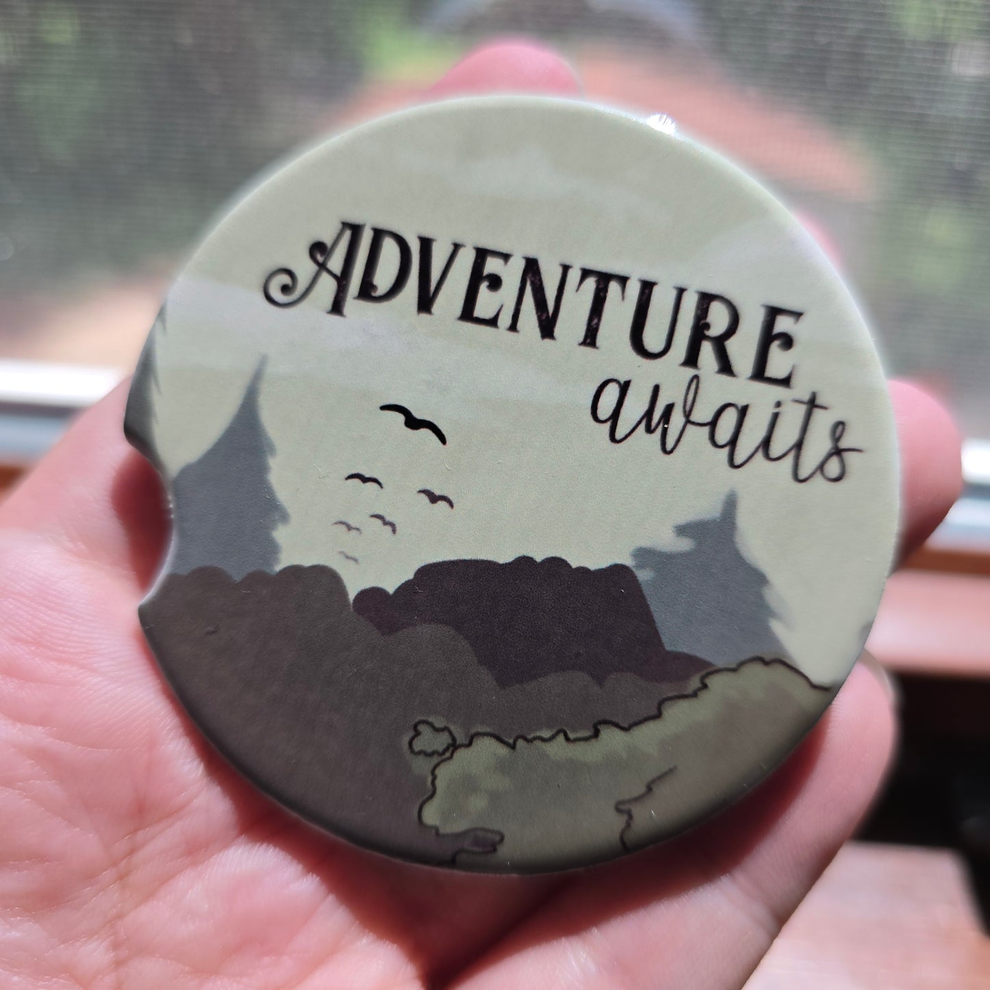 Adventure Awaits Ceramic Car Coaster