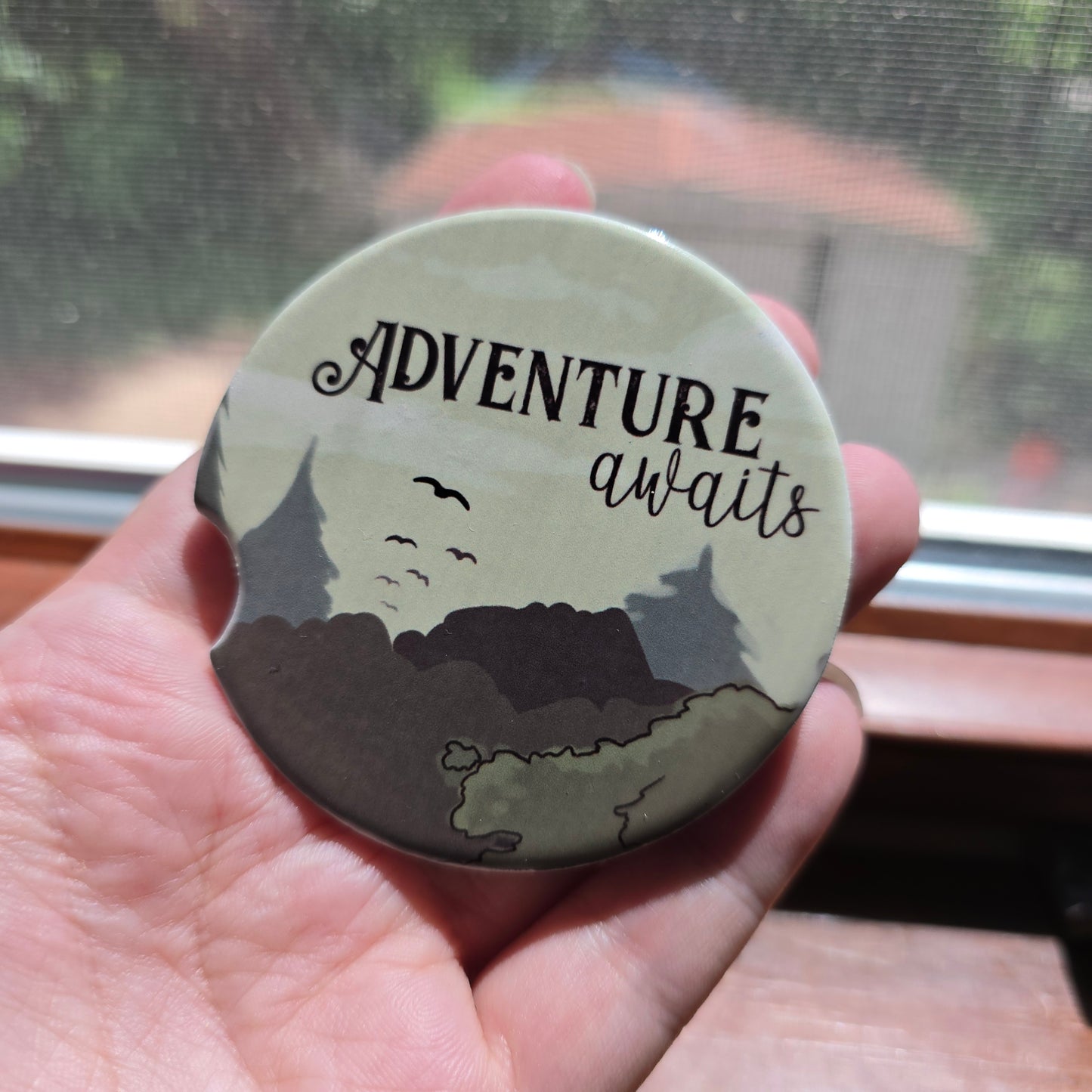Adventure Awaits Ceramic Car Coaster