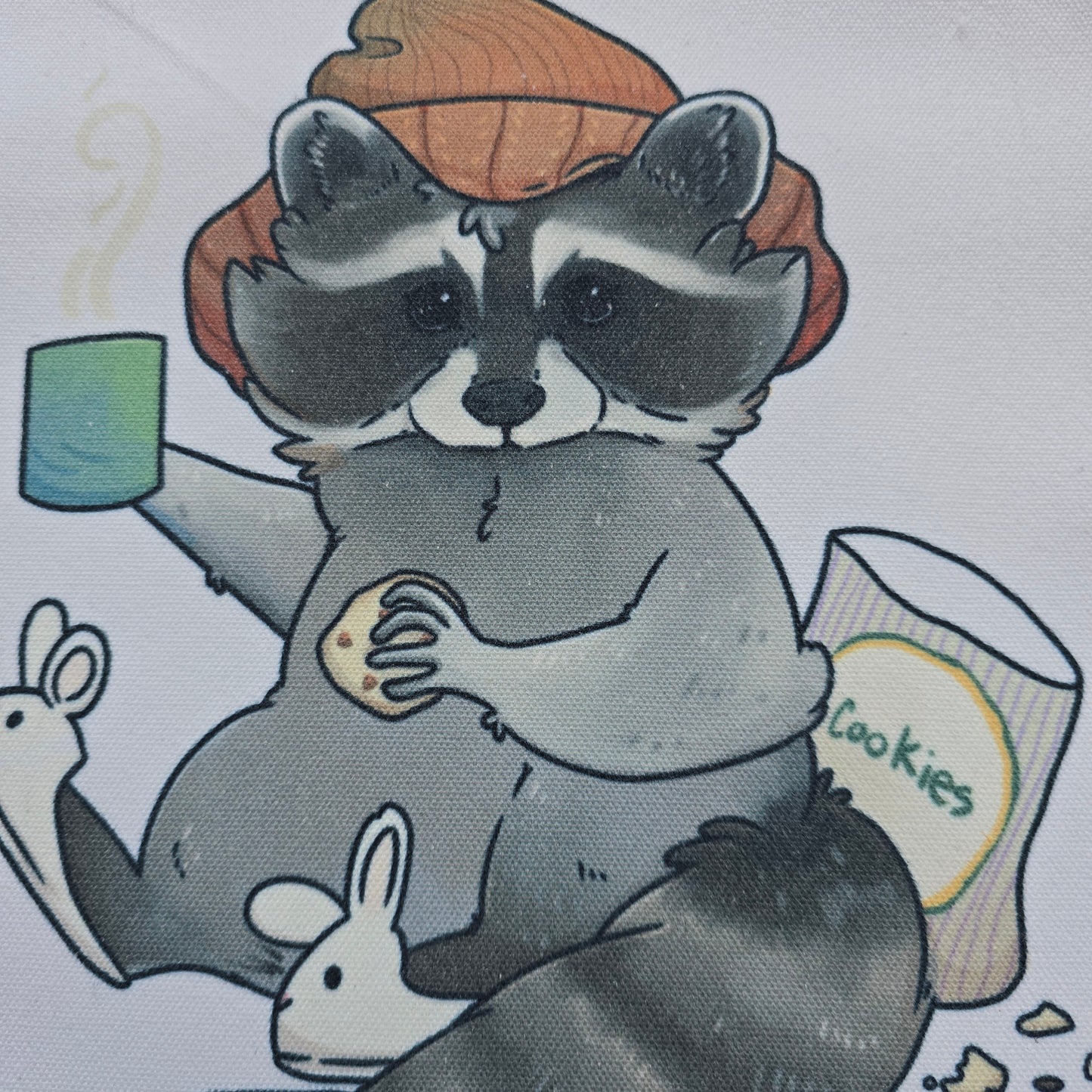 Cozy Raccoon Tote Bag 12"x14"