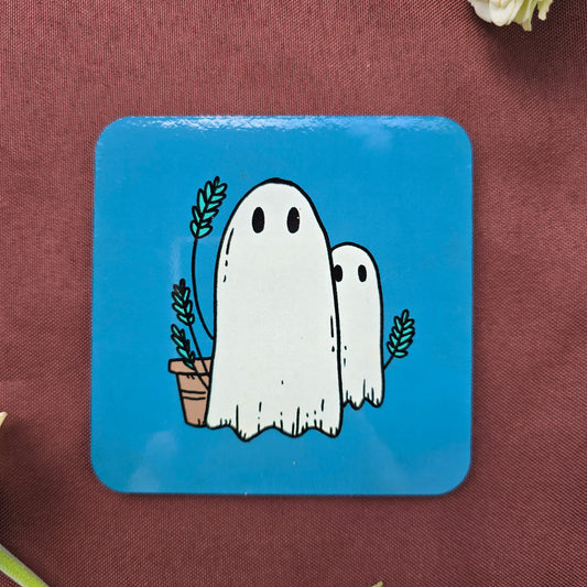 Cute Spooky Ghost Wooden Coaster