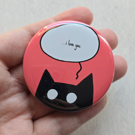 i love you Black Cat Button & Magnet
