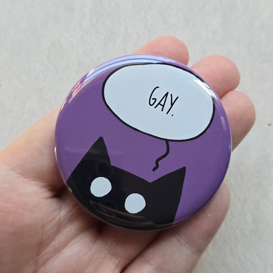 GAY Black Cat Button & Magnet