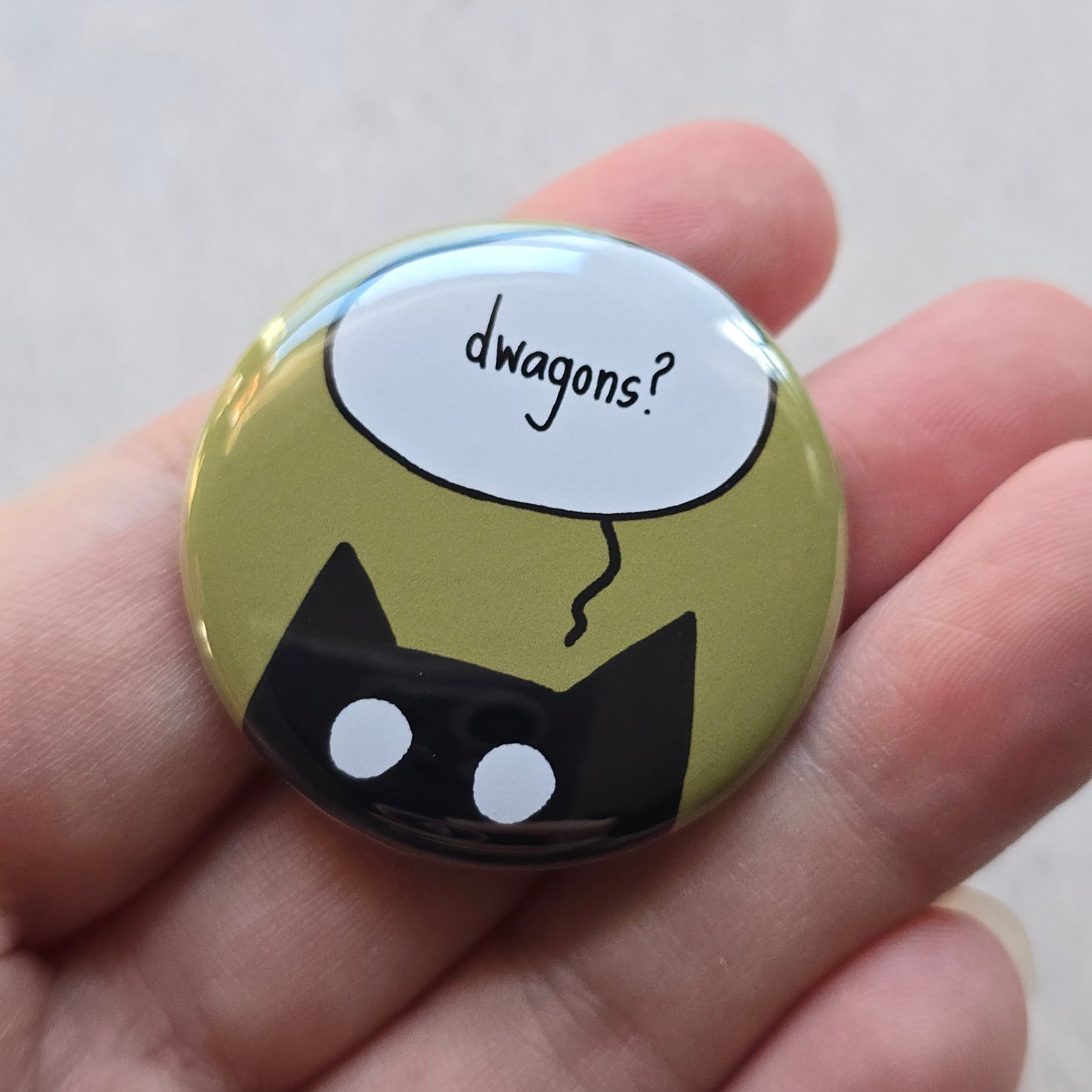 Dwagon? Black Cat Button & Magnet