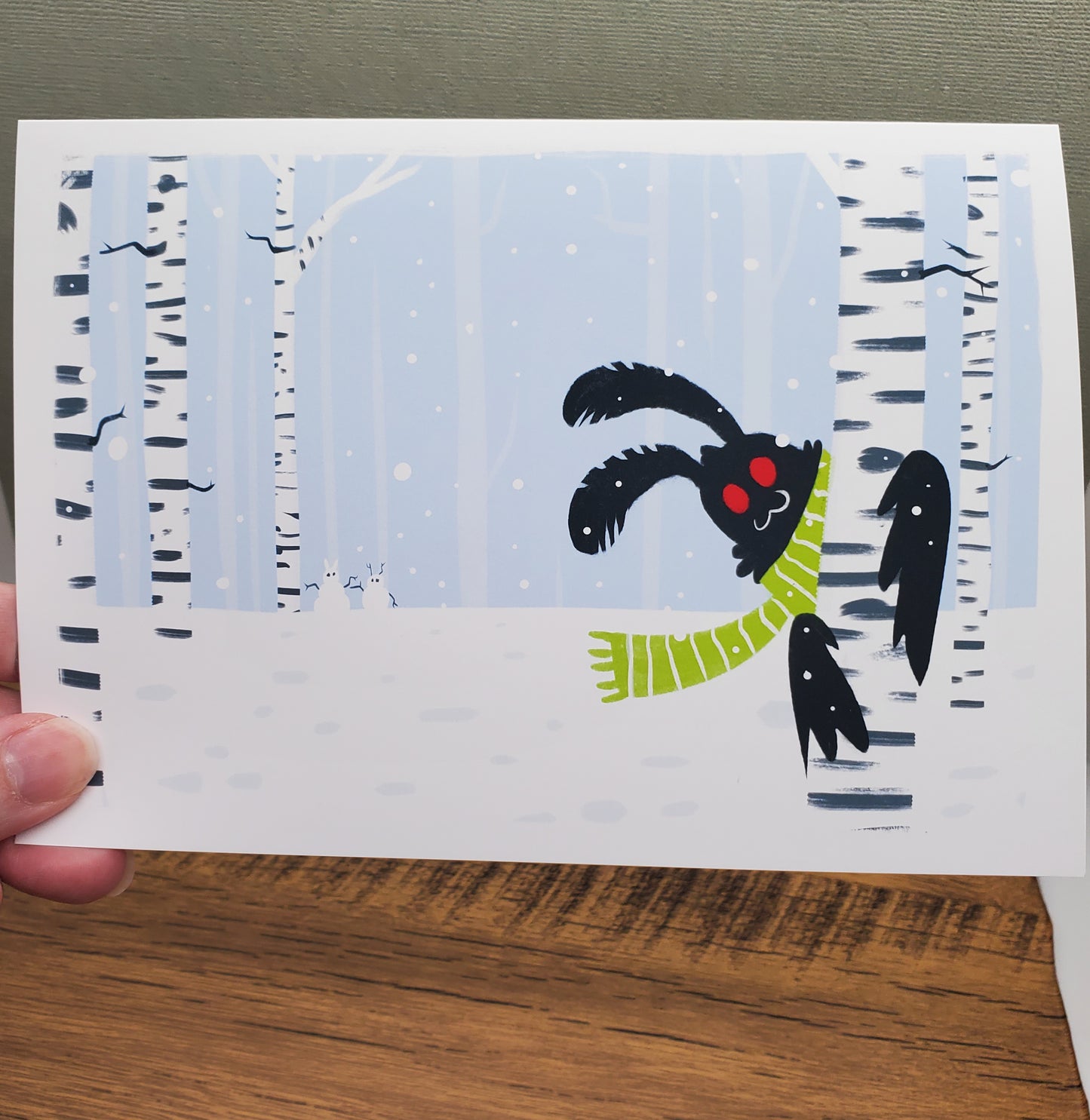 5x7 Winter Mothman Greeting Card