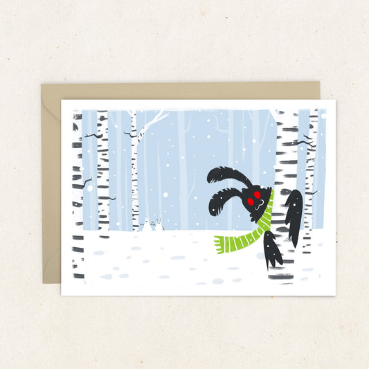 5x7 Winter Mothman Greeting Card