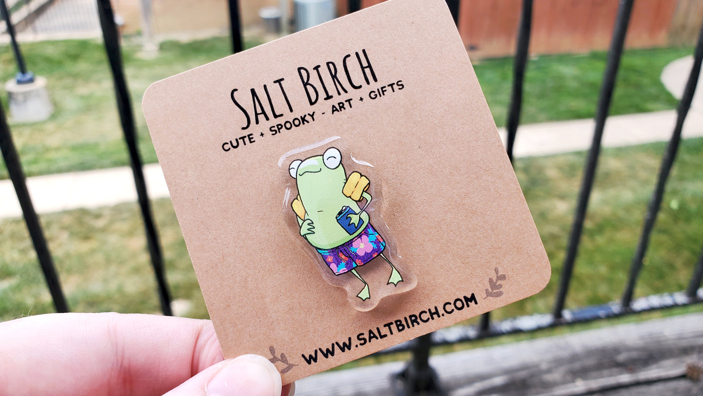 1.5" Beach Ready Frog Acrylic Pin