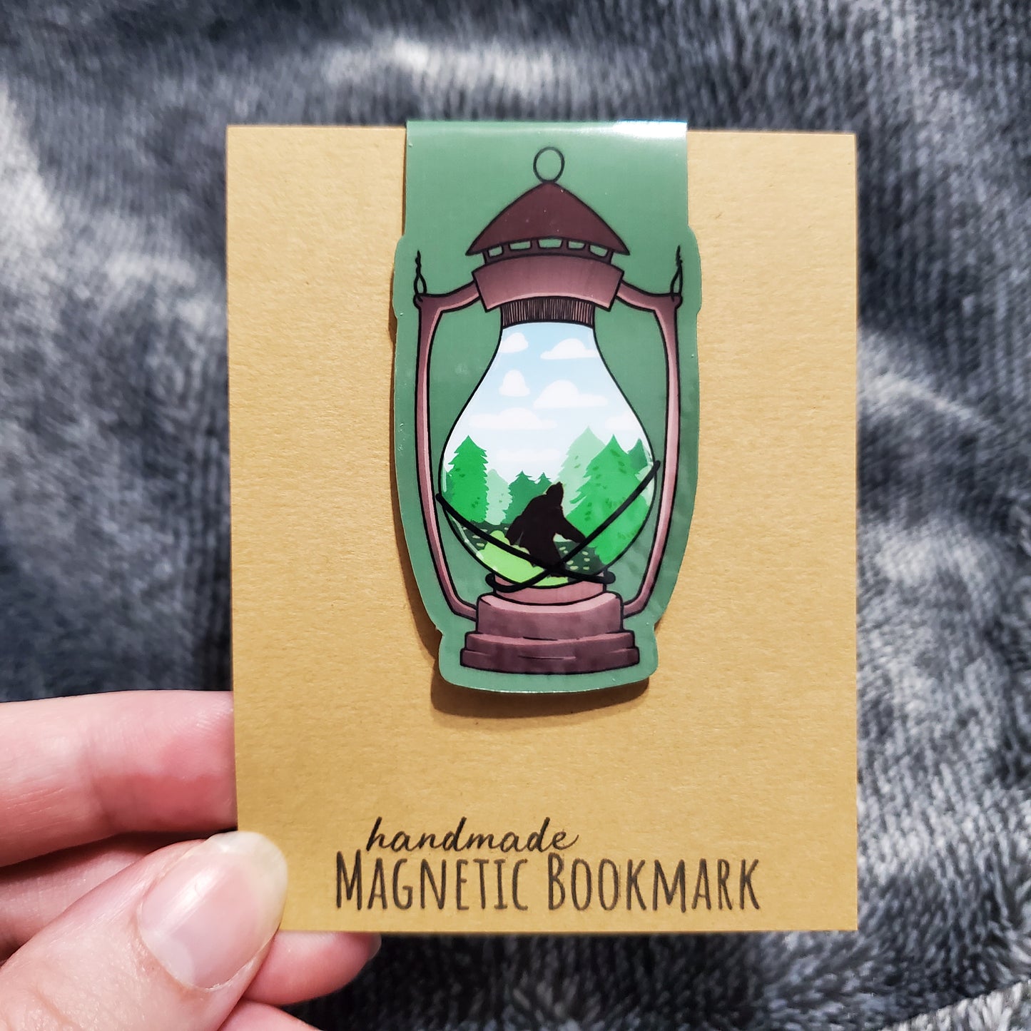 Rustic Bigfoot Lantern Magnetic Bookmark