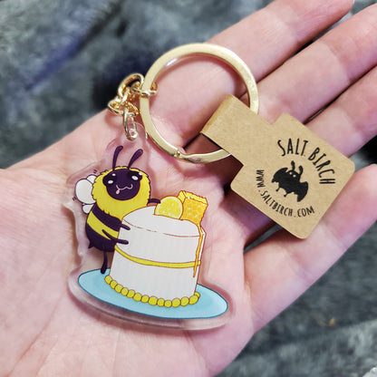 Cute Bumblebee W/ Cake Keychain Charm