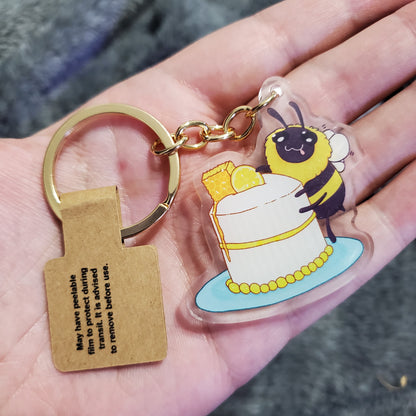 Cute Bumblebee W/ Cake Keychain Charm