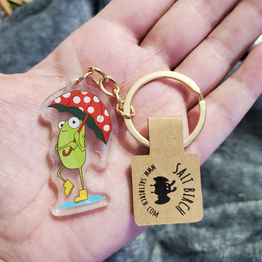 Rainy Day Frog Keychain Charm