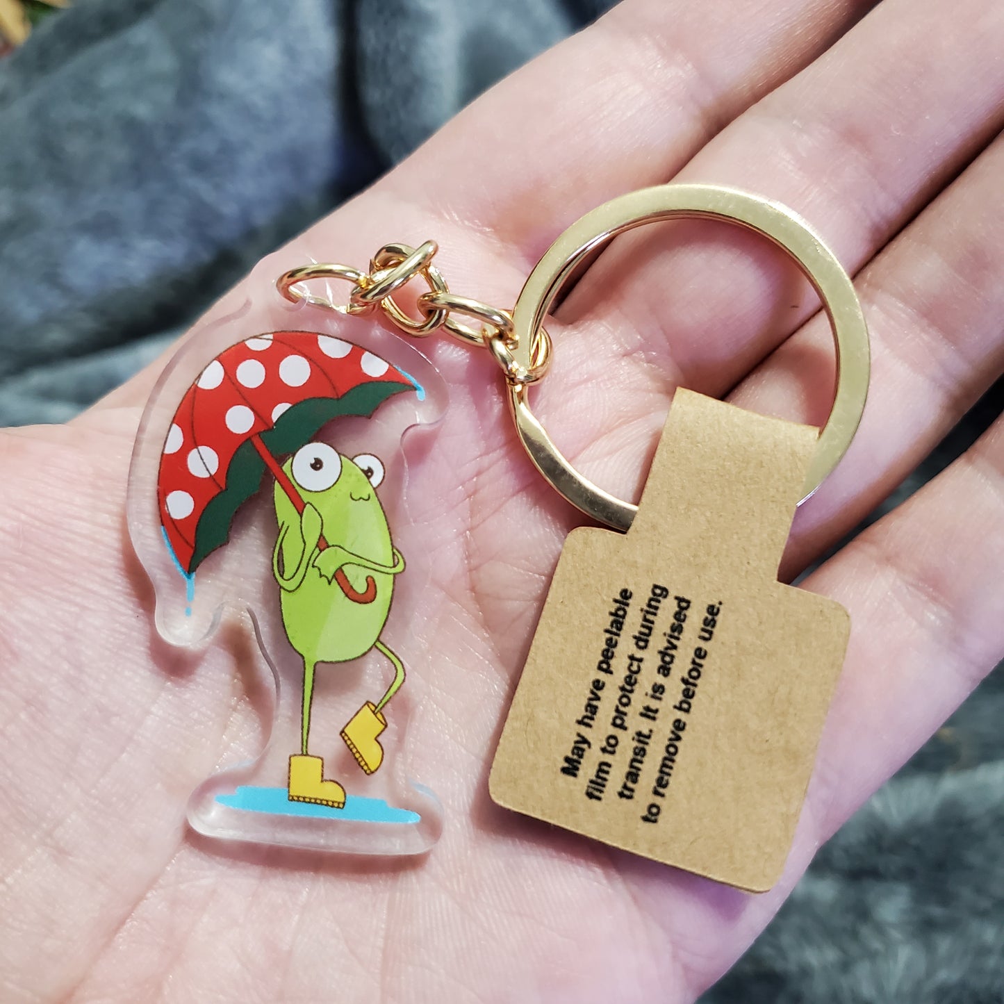 Rainy Day Frog Keychain Charm