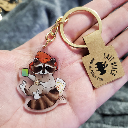 Cozy Racoon Keychain Charm