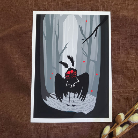 5x7 Spooky Mothman Art Print