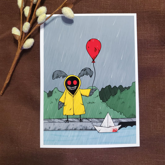 5x7 Mothman Scary Art Print