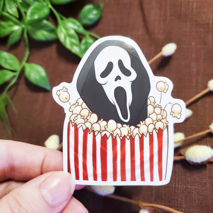 Spooky Ghost Mask Popcorn Sticker