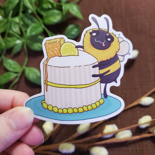 Bee With Cake Sticker