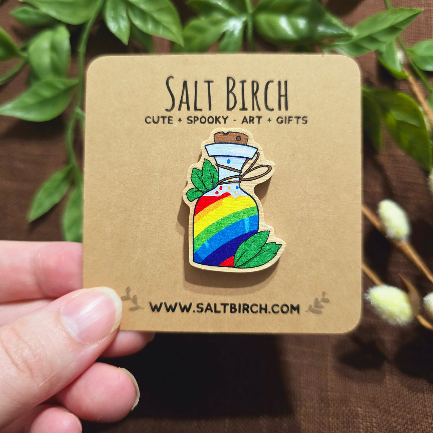 1.5" Rainbow Potion Wooden Pin