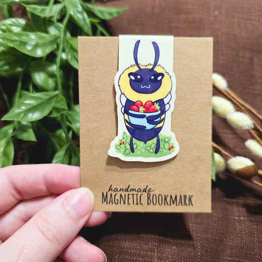 Bee With Strawberries Magnetic Bookmark