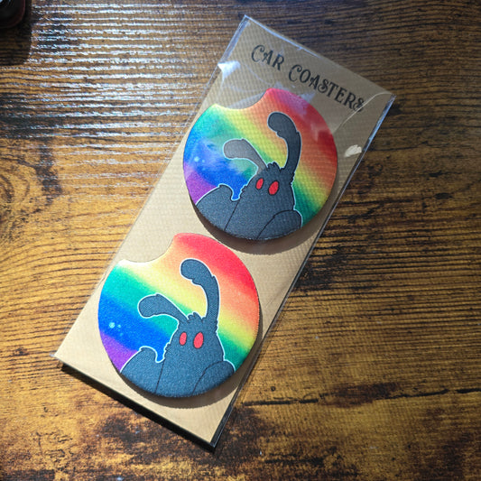 Rainbow Mothman Car Coasters