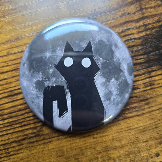 Spooky Black Cat Button & Magnet