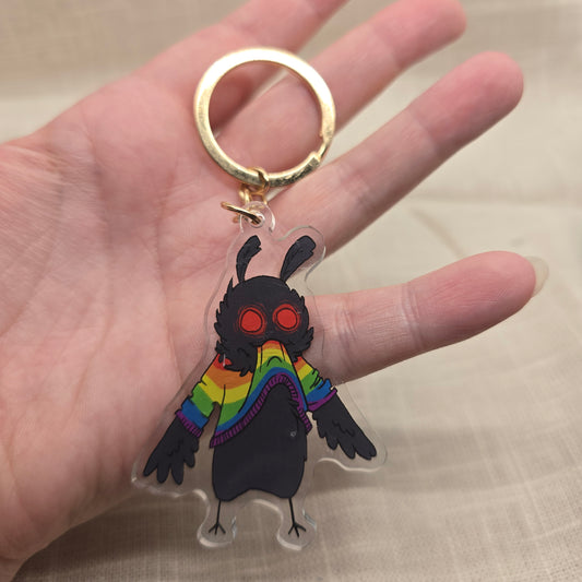 Mothman Eating His Own Rainbow Sweater Keychain Charm