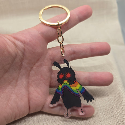 Mothman Eating His Own Rainbow Sweater Keychain Charm