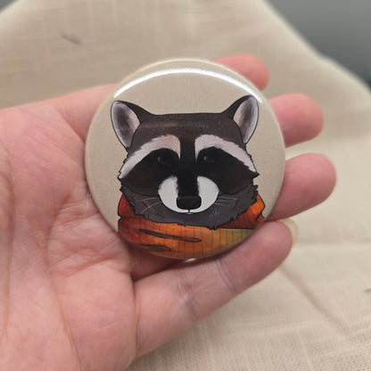 Raccoon with Scarf Button & Magnet