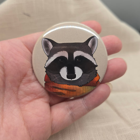 Raccoon with Scarf Button & Magnet