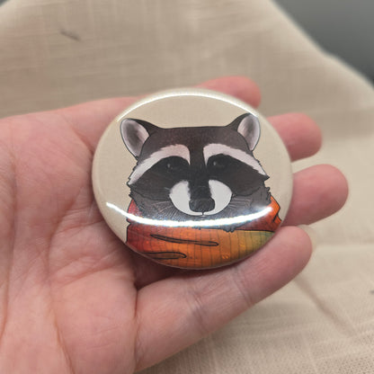 Raccoon with Scarf Button & Magnet