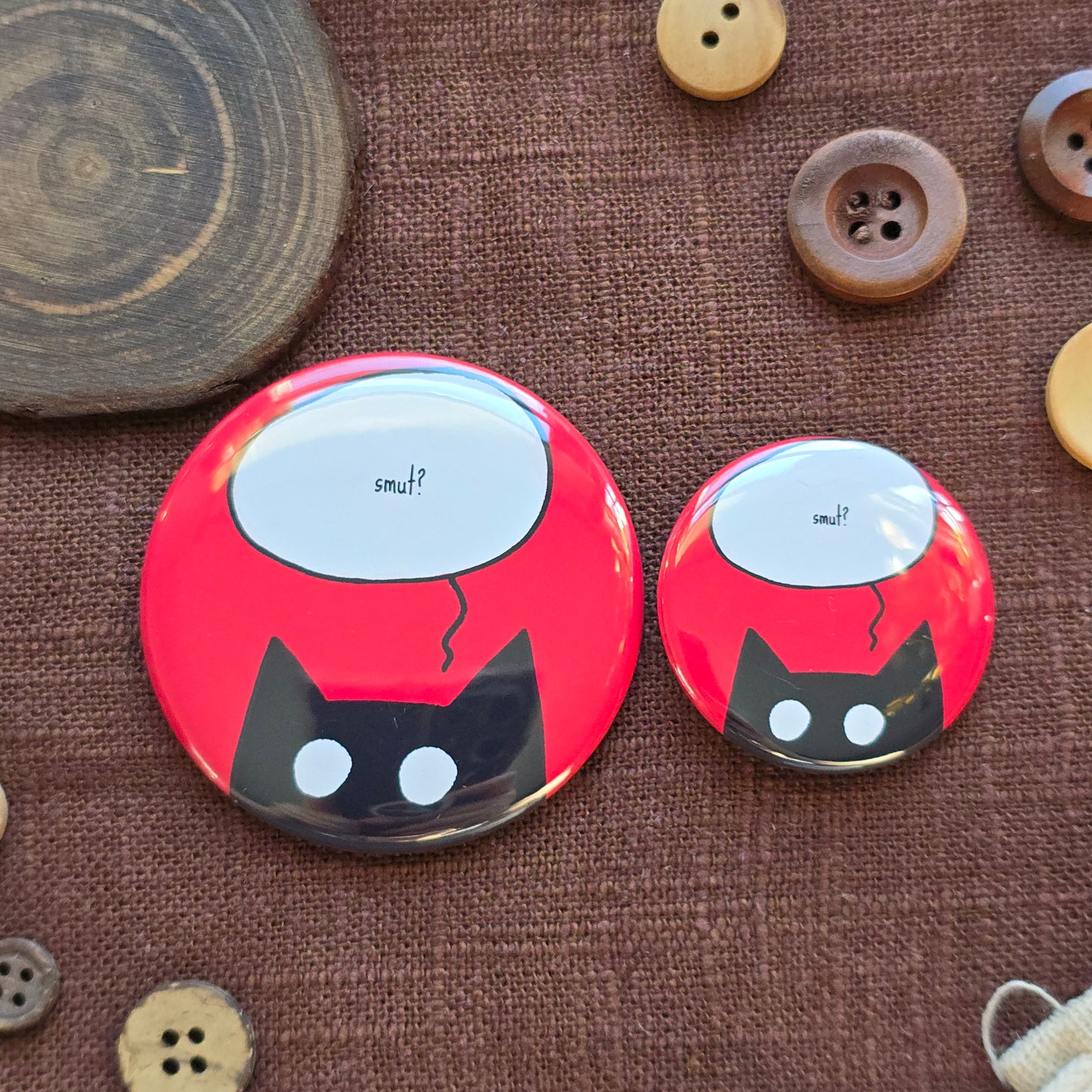 Smut? Black Cat Button & Magnet