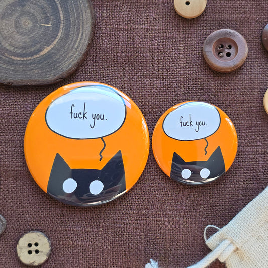 Rude Black Cat Button & Magnet