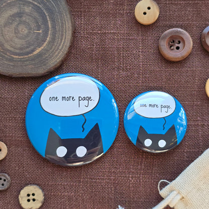One More Page Black Cat Button & Magnet