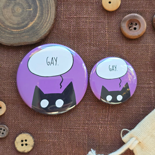 GAY Black Cat Button & Magnet